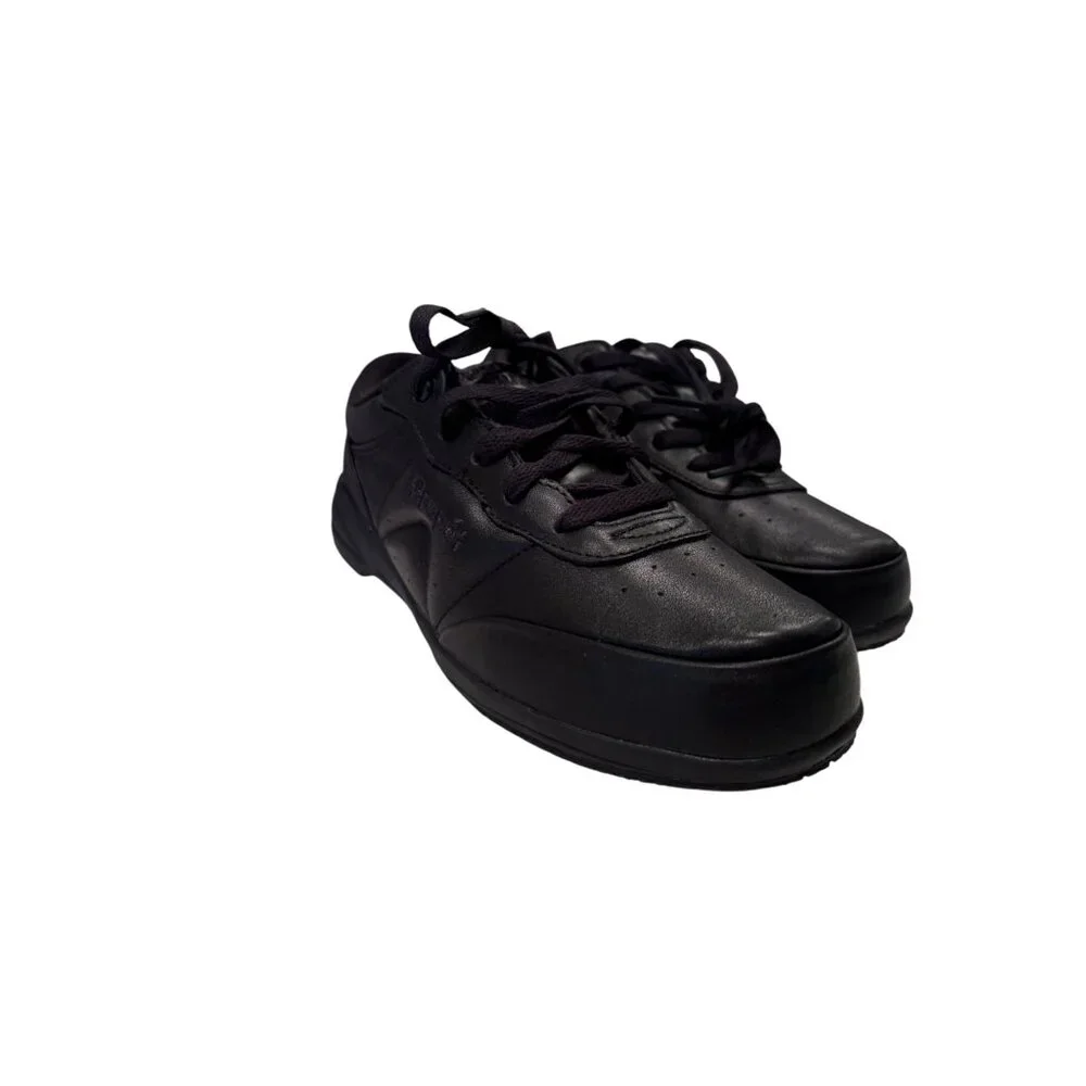 Propet Washable Walker Size 7.5 M Black Leather Sneaker Comfort Arch NWB